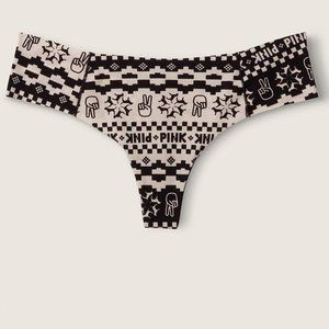 ❄⛄VS PINK No-Show Thong Snowflake Peace Winter Sweater Look Christmas Holiday